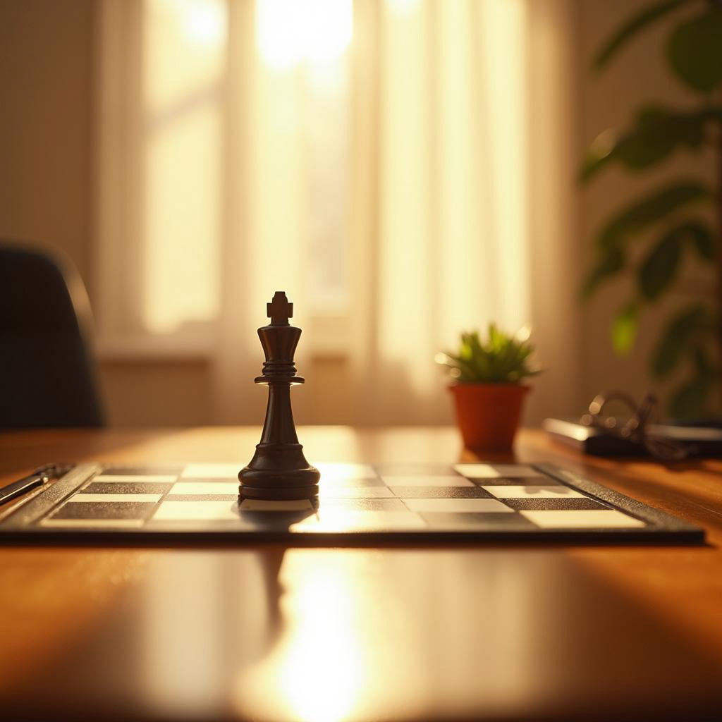 Schachbrett mit einer einzelnen Königsfigur